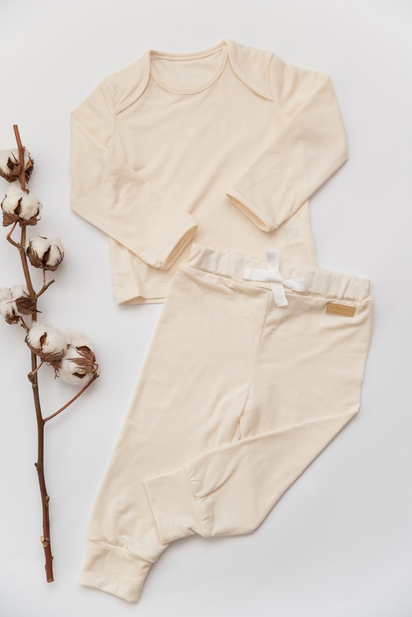 Merino vilnos kostiumėlis su maikute Baltas 104, 110 dydžiai